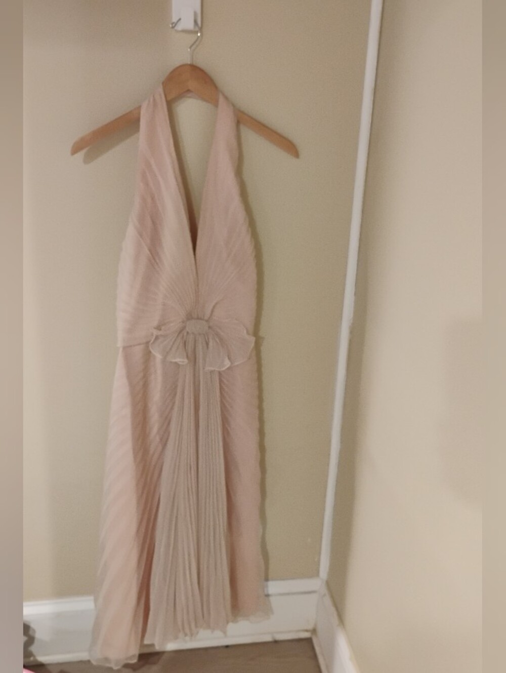 Vintage 1970s does 1950s Marilyn Monroe Seven Year Itch Pleated Bow Halter Dress